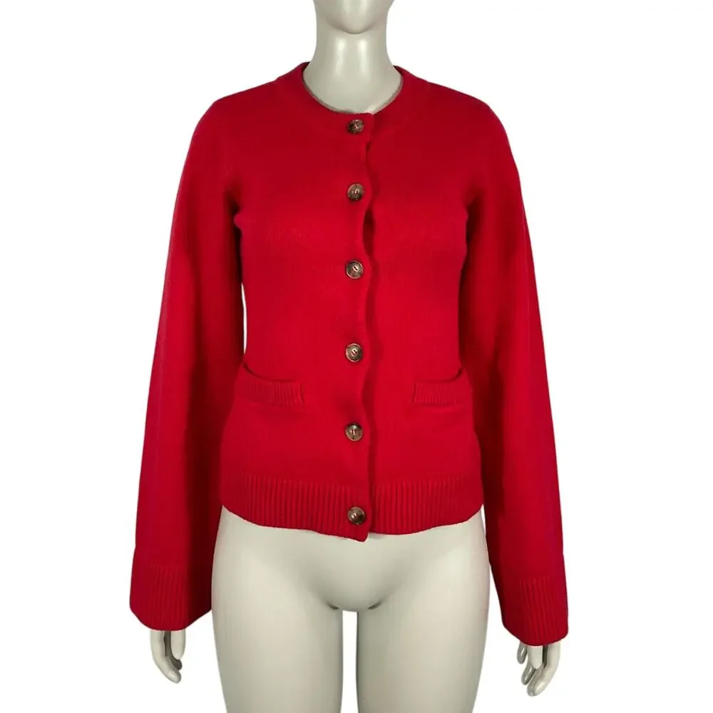 Good American Cozy Red Button Front Knit Cardigan Sweater Size XS